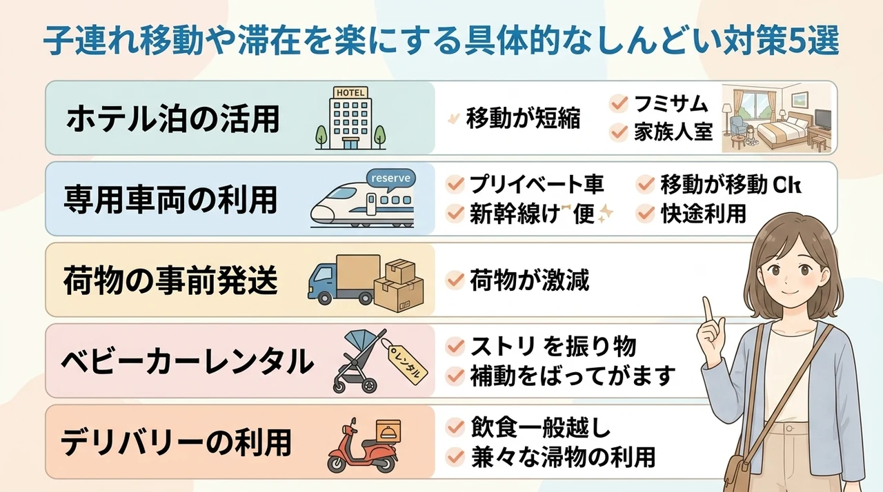 子連れ移動や滞在を楽にする具体的なしんどい対策5選