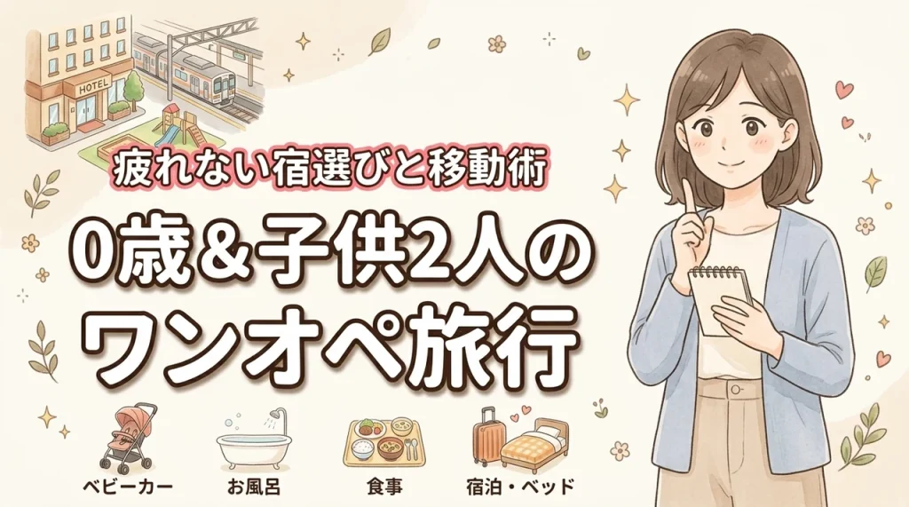 0歳の赤ちゃんや子供2人とワンオペ旅行は無謀？親が疲れにくい宿選びと移動のコツ