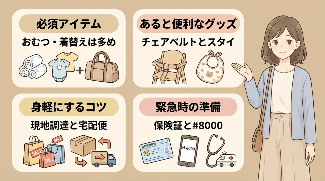 持ち物と準備チェックリスト（電車移動＆宿泊編）